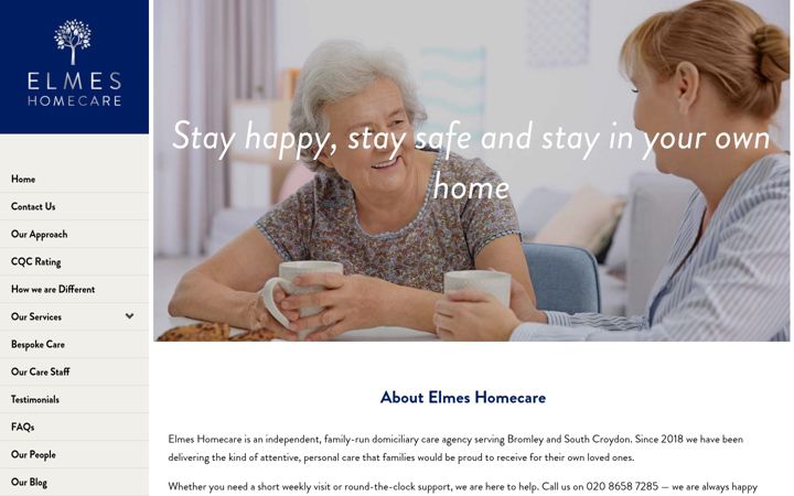 Screenshot of elmeshomecare.com