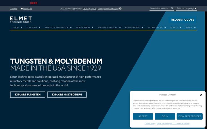 Screenshot of elmettechnologies.com