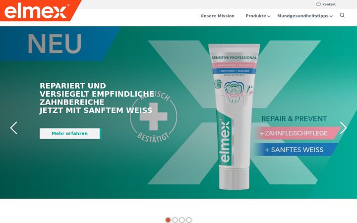 Skärmbild av elmex.ch