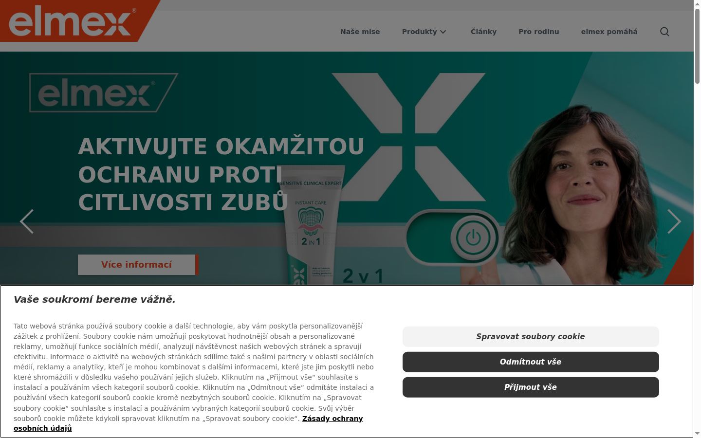 Snímek obrazovky baneru souhlasu zobrazeného před jakoukoli interakcí