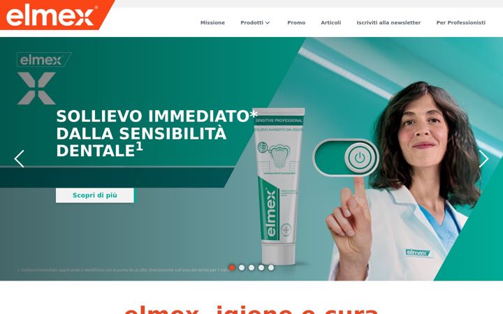Screenshot von elmex.it