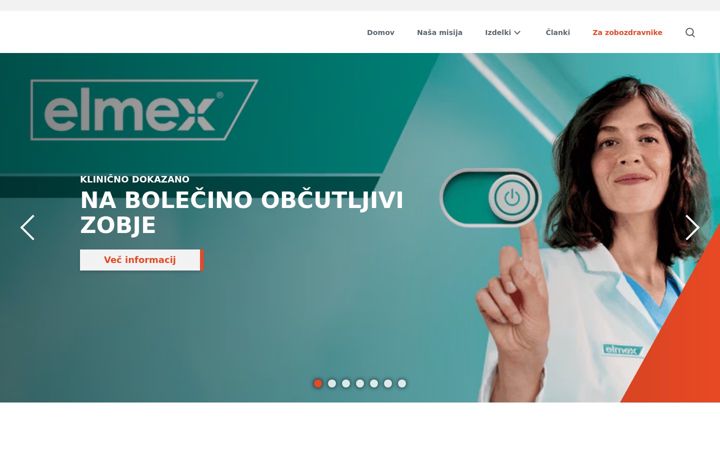 Zrzut ekranu elmex.si