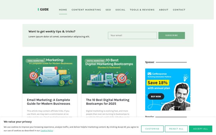 Screenshot of elmiguide.com