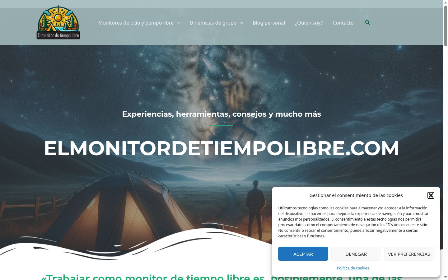 Screenshot del banner di consenso mostrato prima di qualsiasi interazione