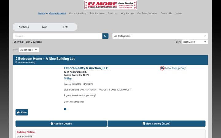 Screenshot of elmoreauction.com