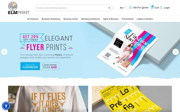 Screenshot of elmprint.com