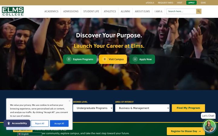 Screenshot of elms.edu