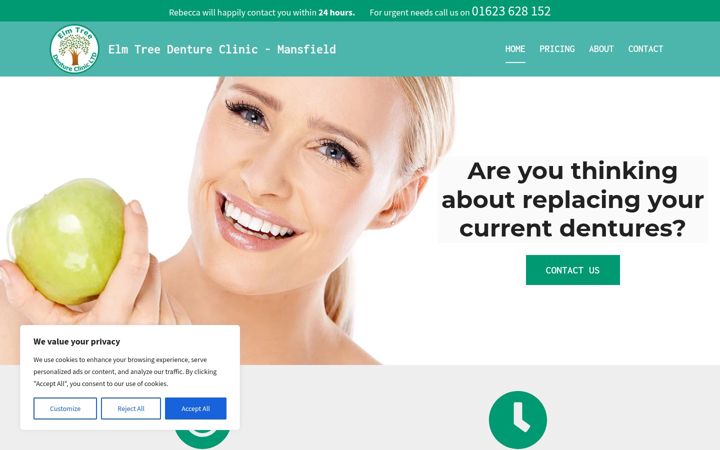 Screenshot von elmtreedentureclinicltd.co.uk
