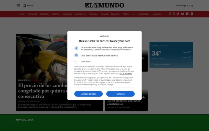Screenshot of elmundo.sv