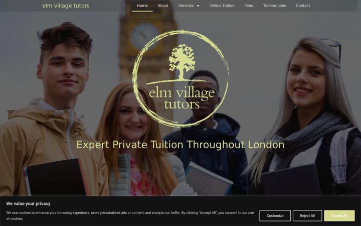 Screenshot von elmvillagetutors.co.uk