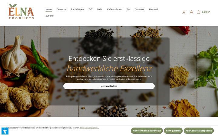 Screenshot of elnaproducts.de