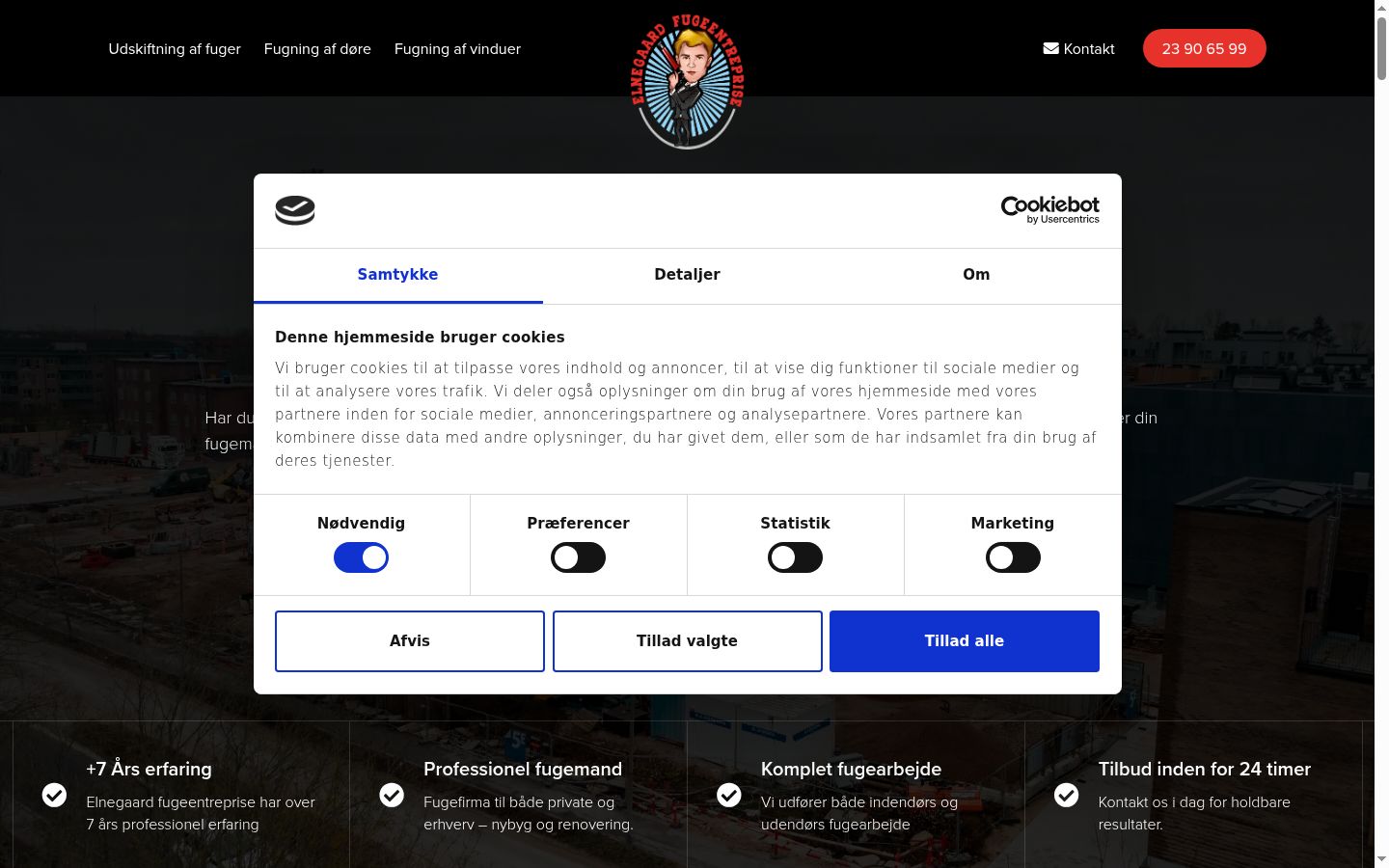 Screenshot del banner di consenso mostrato prima di qualsiasi interazione