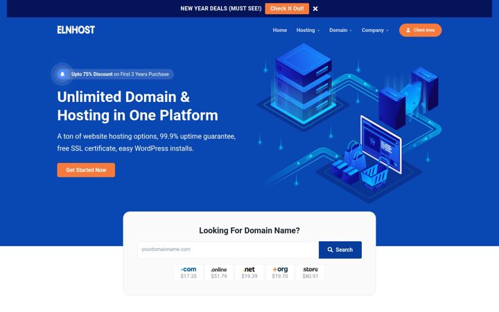 Screenshot of elnhost.com