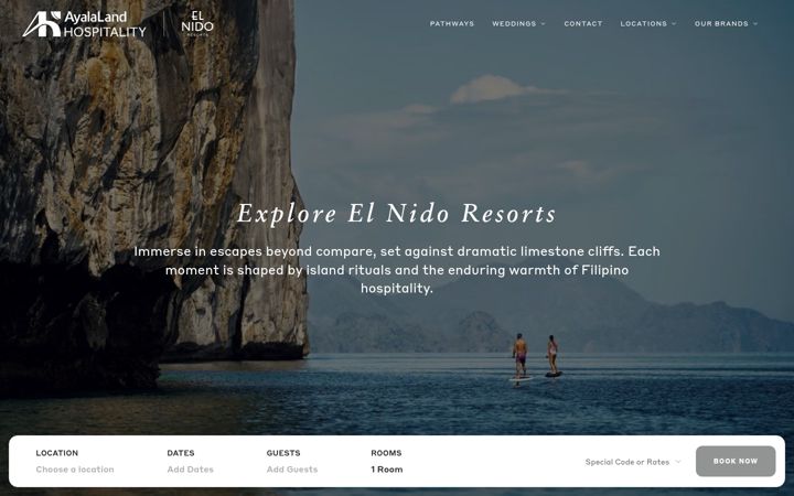 Screenshot of elnidoresorts.com