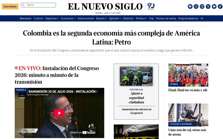 Screenshot of elnuevosiglo.com.co