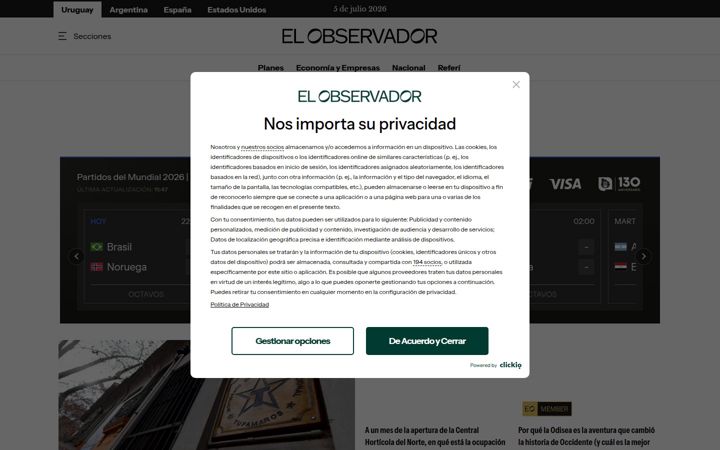 Screenshot of elobservador.com.uy