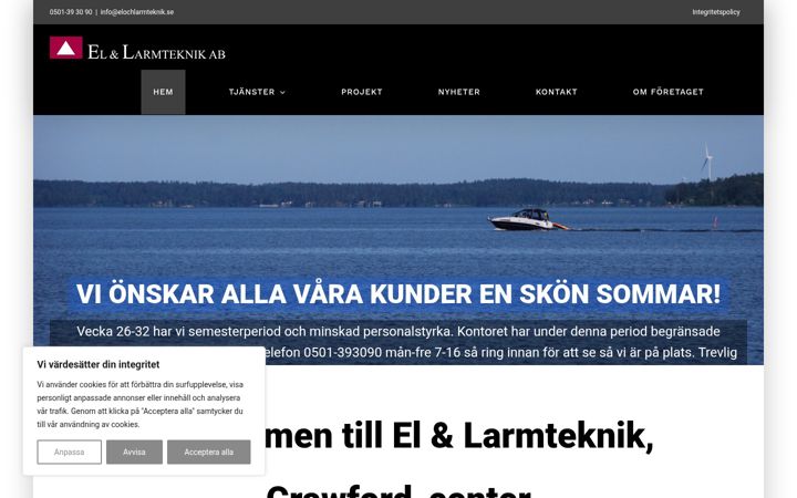 Skjermbilde av elochlarmteknik.se