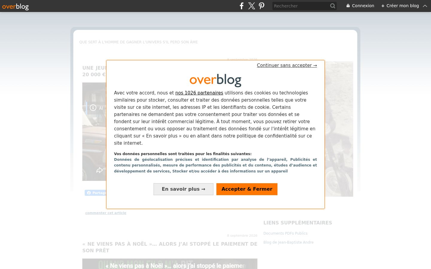 Screenshot del banner di consenso mostrato prima di qualsiasi interazione