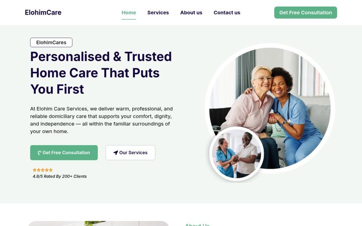 Screenshot von elohimcareservices.co.uk