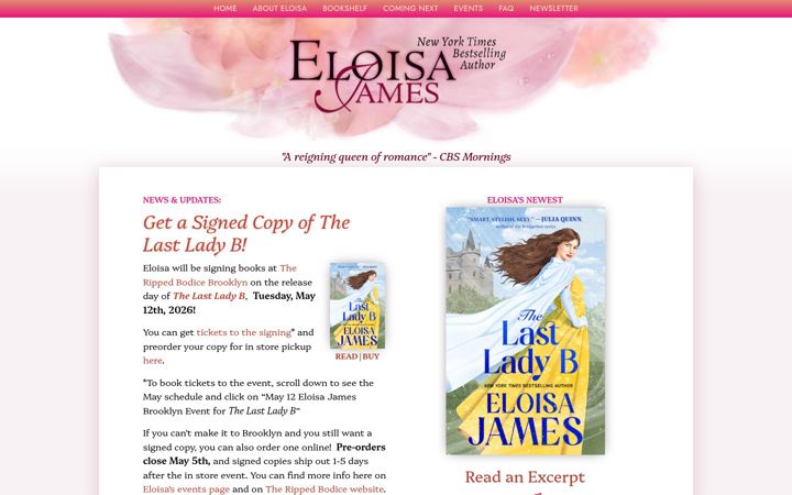 Screenshot of eloisajames.com