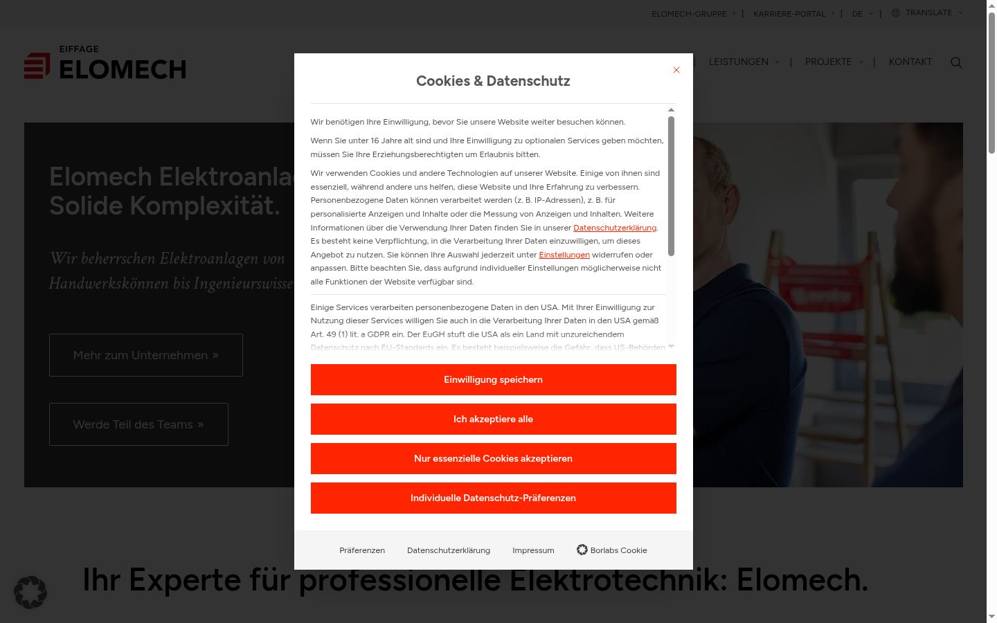 Screenshot tal-banner tal-kunsens muri qabel kwalunkwe interazzjoni
