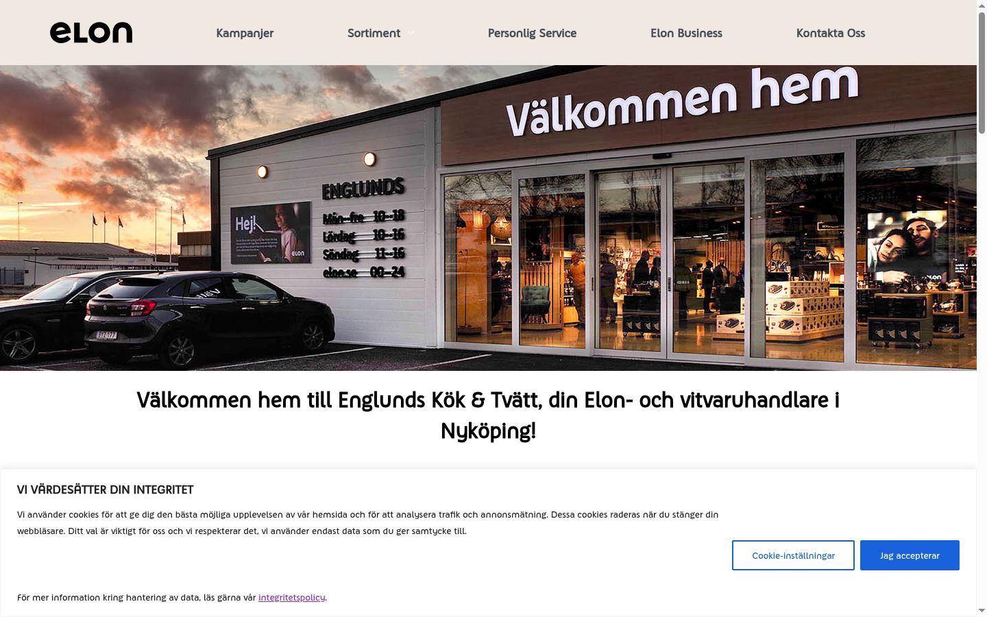 Skjermbilde av samtykkebanneret slik det vises før noen interaksjon