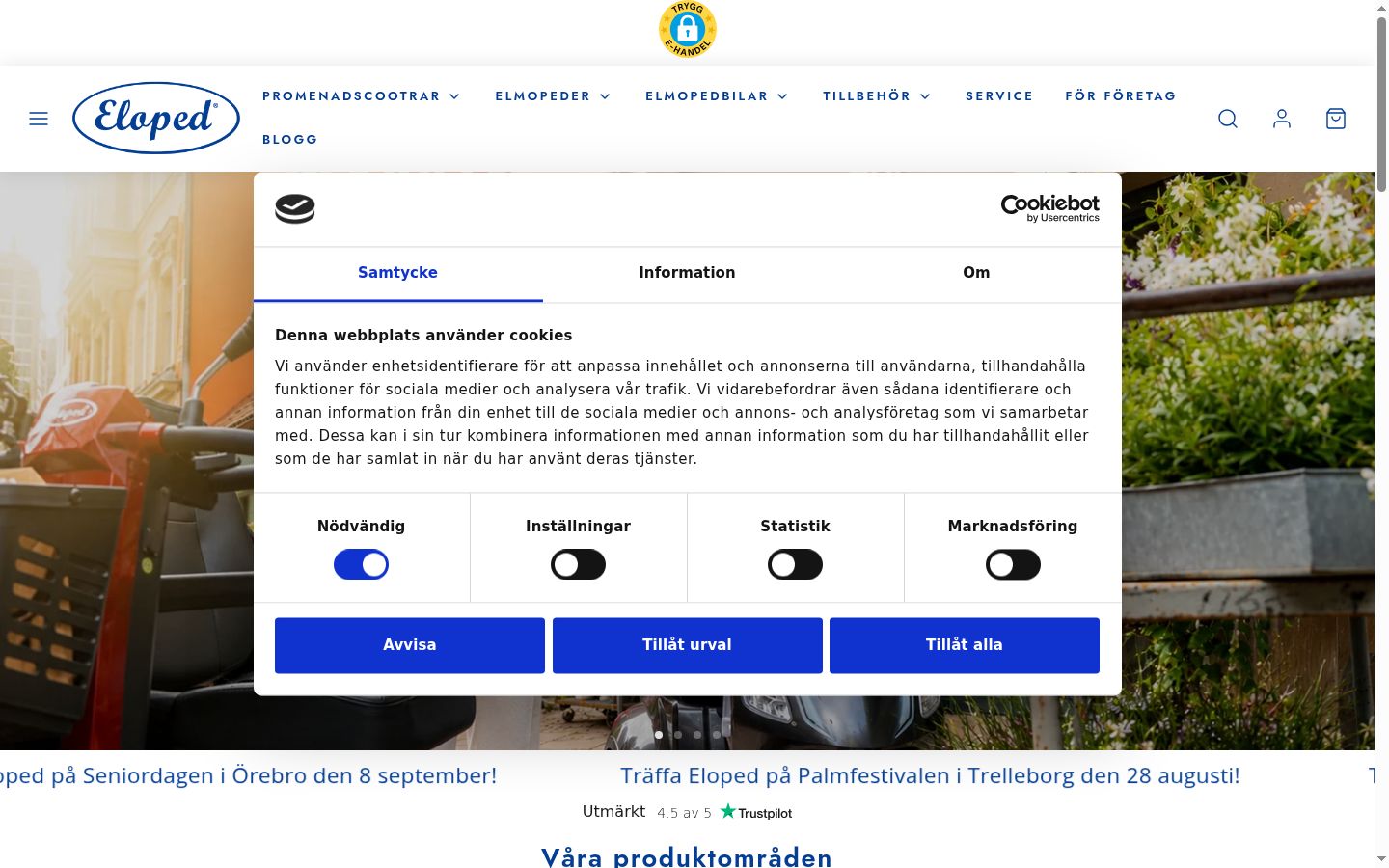 Screenshot of the consent banner shown before any interaction