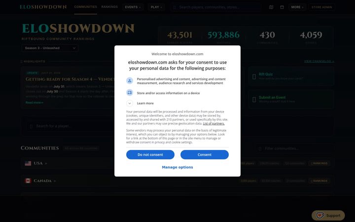 Screenshot of eloshowdown.com