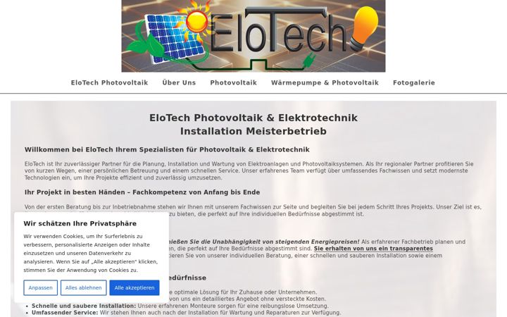 Screenshot of elotech-photovoltaik.de