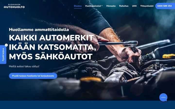 Screenshot of elovainionautohuolto.fi