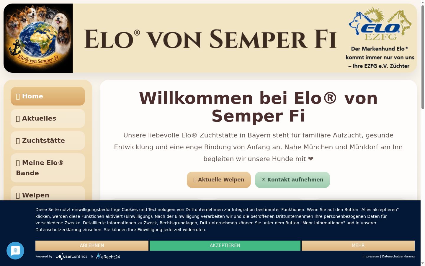 Screenshot des Einwilligungsbanners vor jeglicher Interaktion