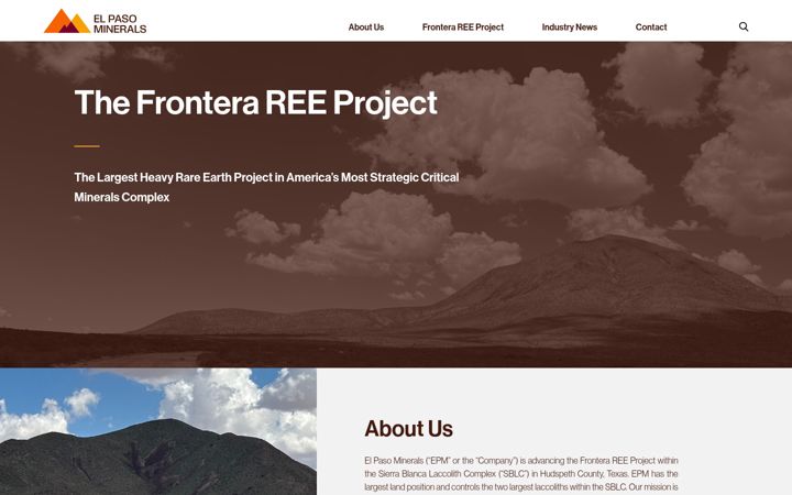 Screenshot of elpasominerals.com