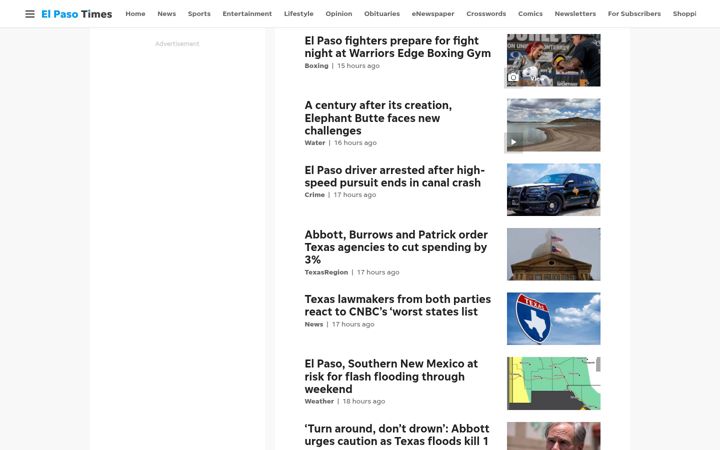 Captură de ecran a elpasotimes.com