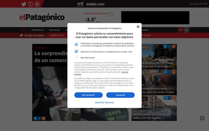 Captură de ecran a elpatagonico.com