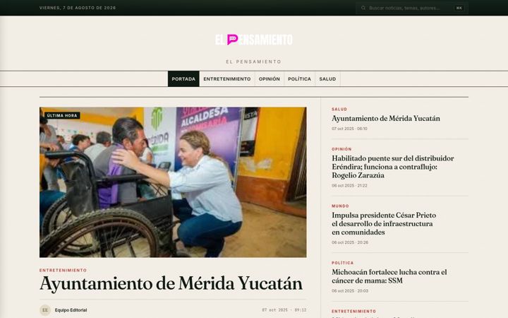 Screenshot of elpensamiento.mx