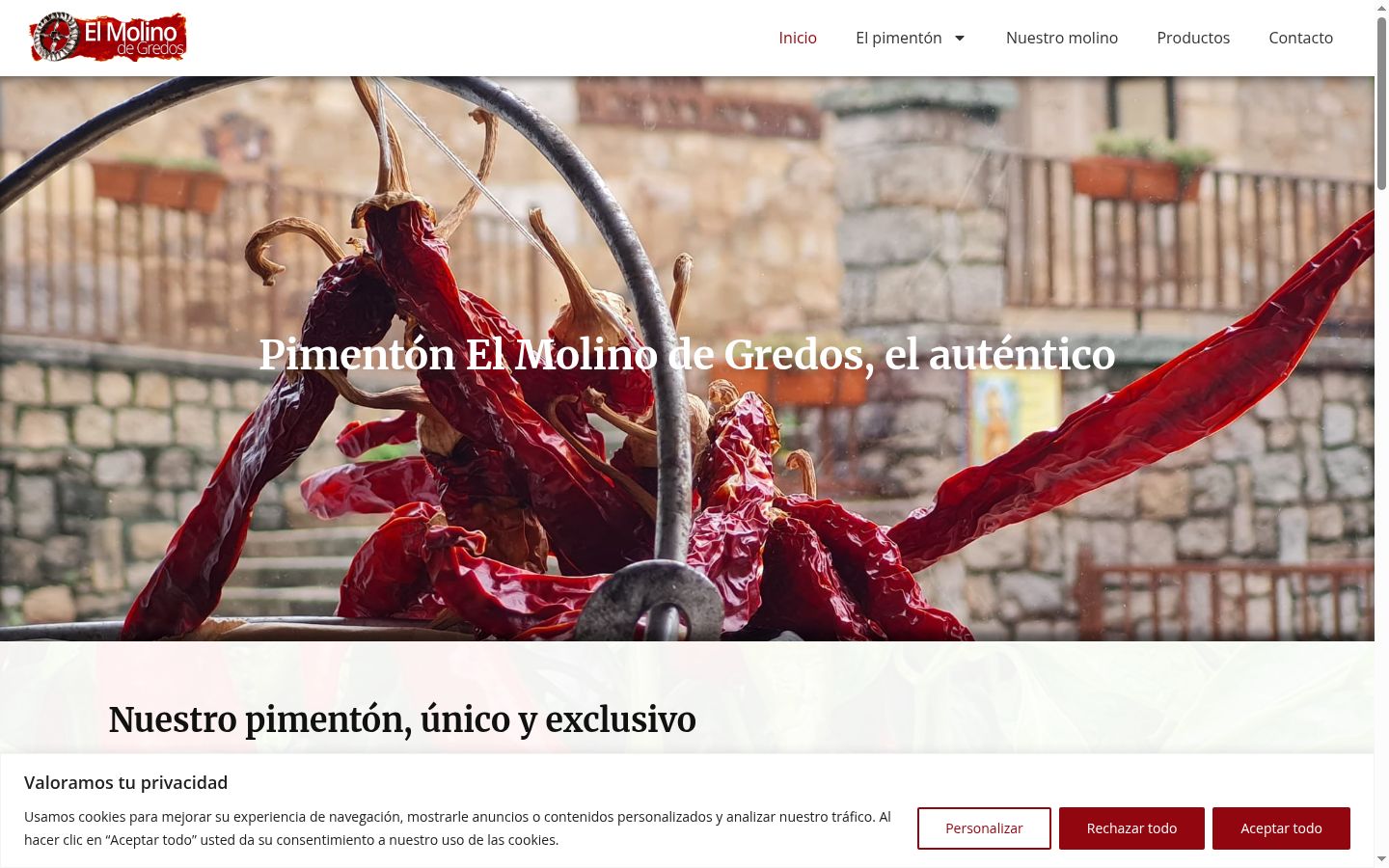 Captura de ecrã do banner de consentimento apresentado antes de qualquer interação