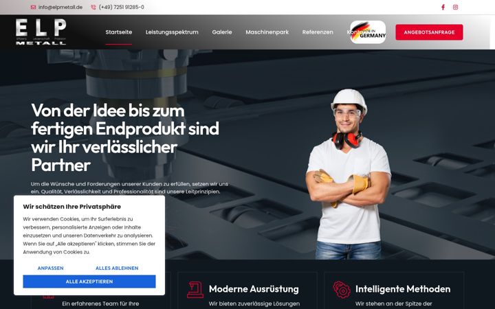 Screenshot of elpmetall.de