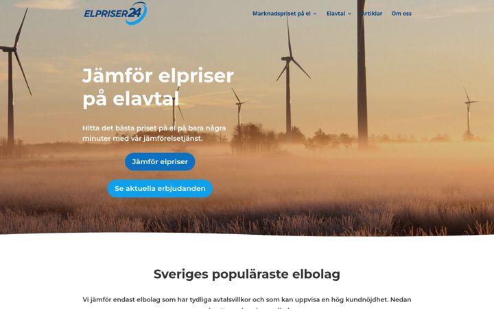 Skjámynd af elpriser24.se