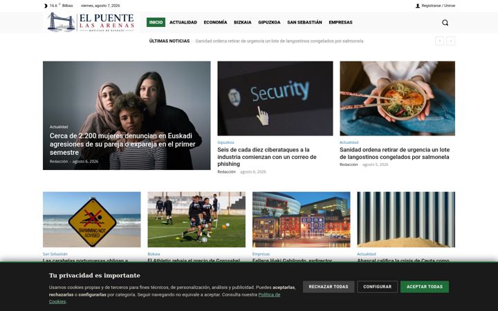 Posnetek zaslona elpuentelasarenas.es