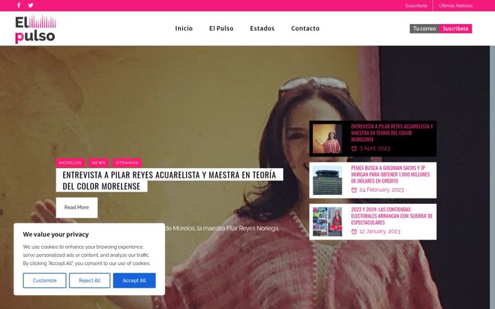 Screenshot of elpulso.com.mx