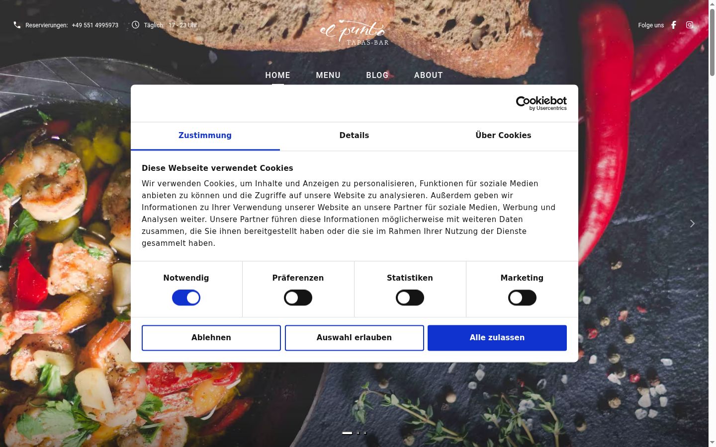 Képernyőkép a bármilyen interakció előtt megjelenő hozzájárulási bannerről
