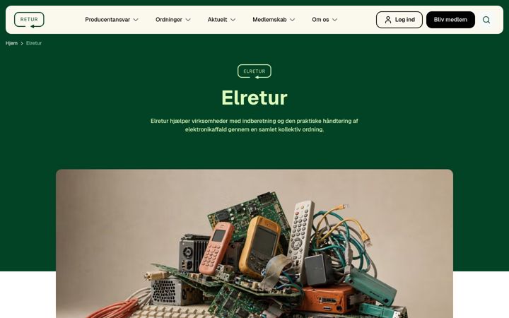Screenshot di elretur.dk