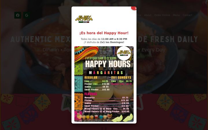 Screenshot of elreyaztecarestauranttn.com