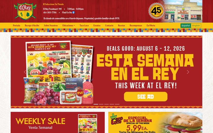 Screenshot of elreyfoods.com