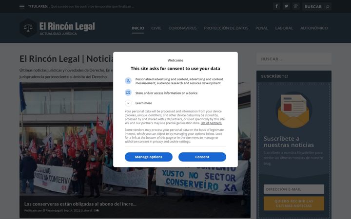 Screenshot of elrinconlegal.com