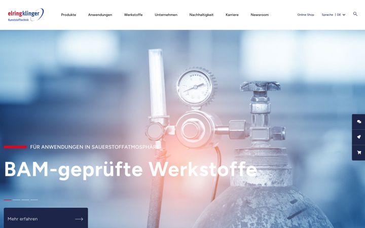 Screenshot of elringklinger-kunststoff.de