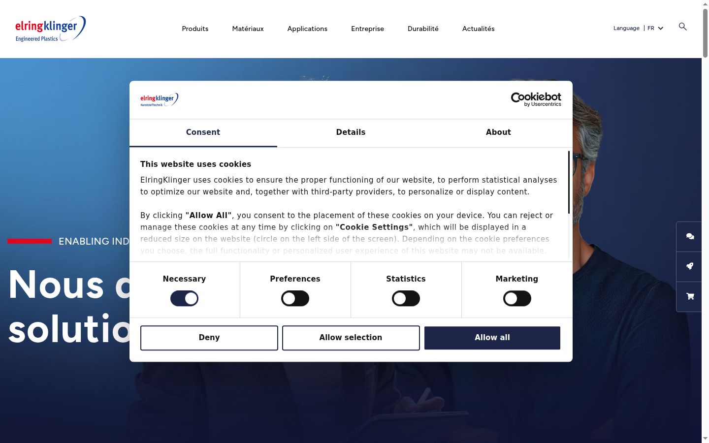 Screenshot del banner di consenso mostrato prima di qualsiasi interazione