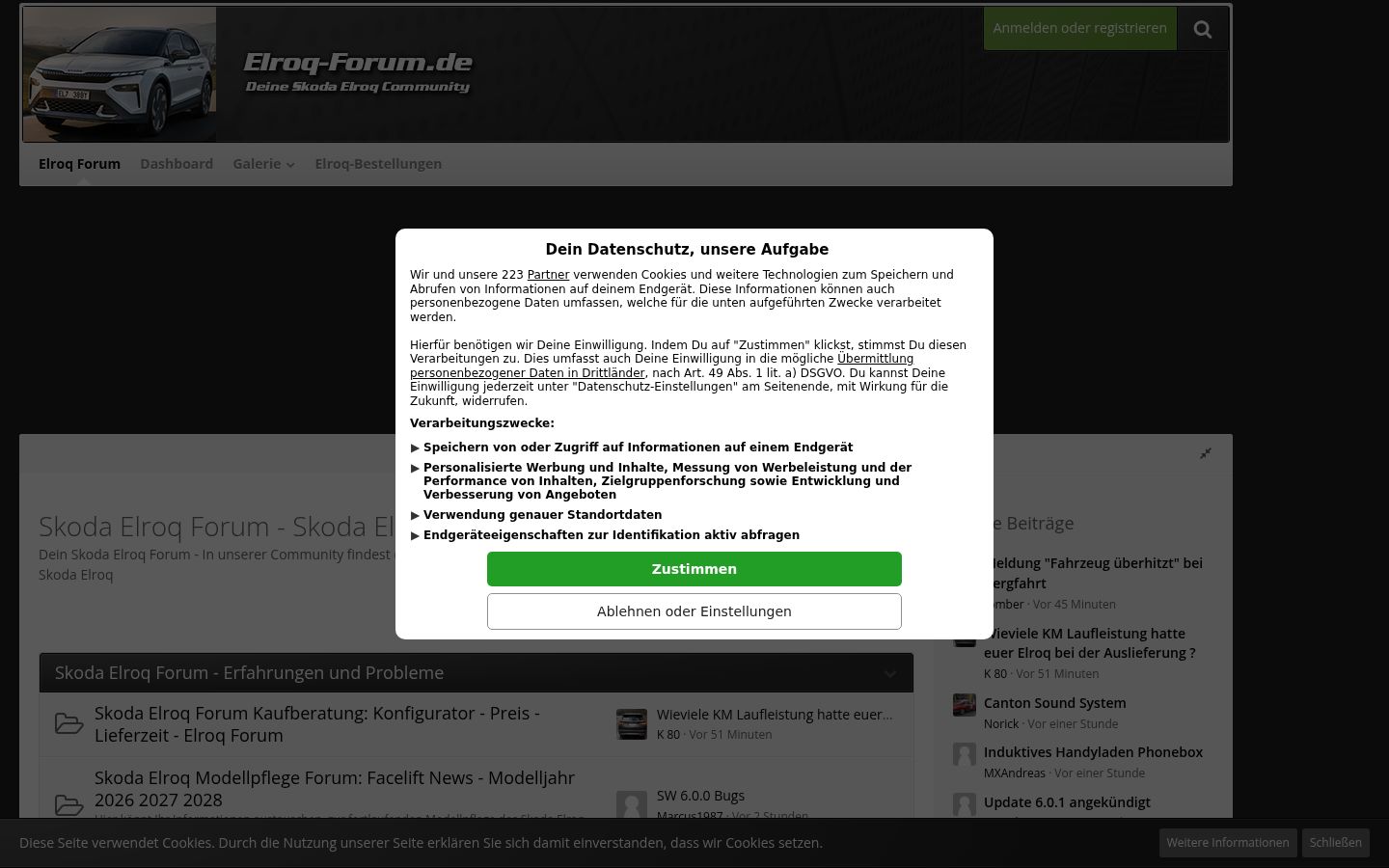 Ekrānuzņēmums ar piekrišanas baneri, kas tika rādīts pirms jebkādas mijiedarbības