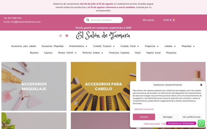 Screenshot of elsalondetamara.com