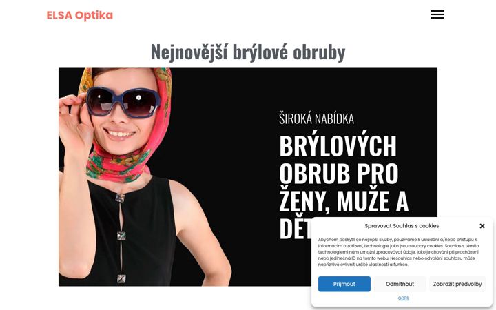 Snímek obrazovky elsaoptika.cz